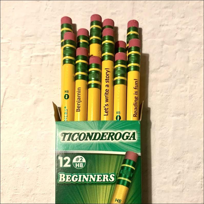 Personalized Engraved Ticonderoga #2 Beginner Pencils