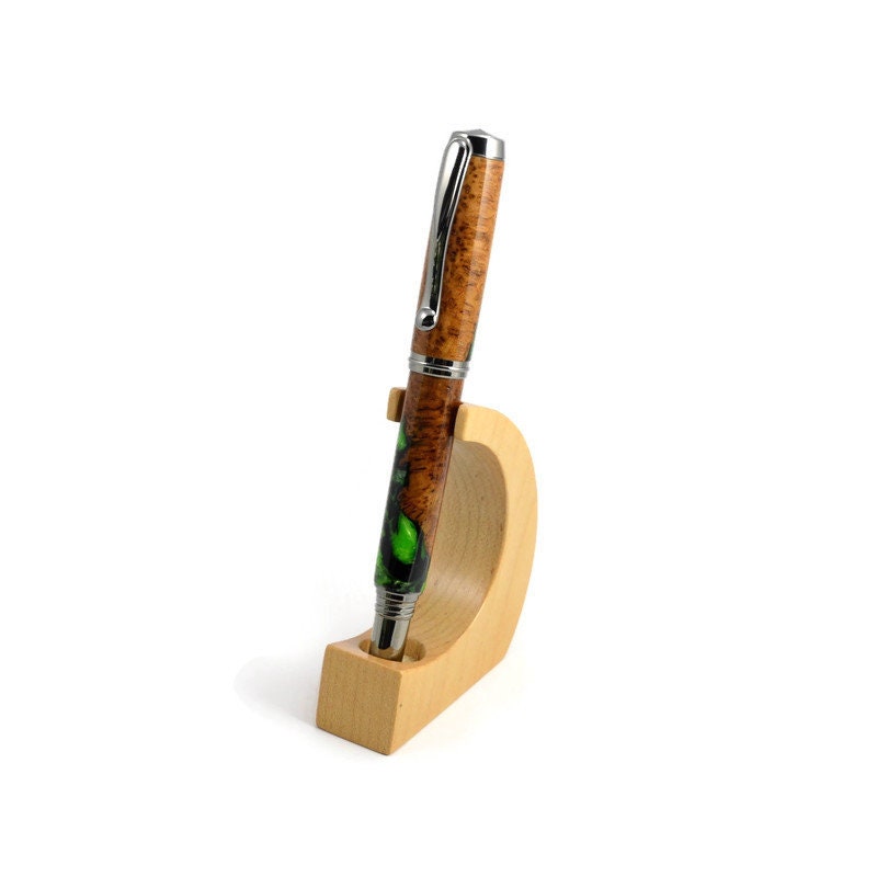 Handmade Amboyna Burl Rollerball Pen with Black Titanium Fittings
