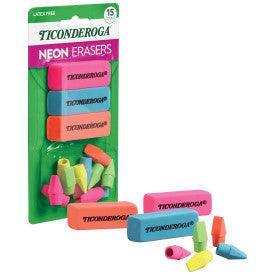 Ticonderoga® Neon Erasers 15ct, Assorted Colors, 15 Ct