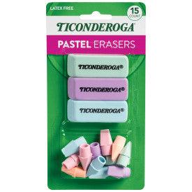 Ticonderoga® Pastel Eraser 15 Ct, Pastel Assorted, 15 Ct