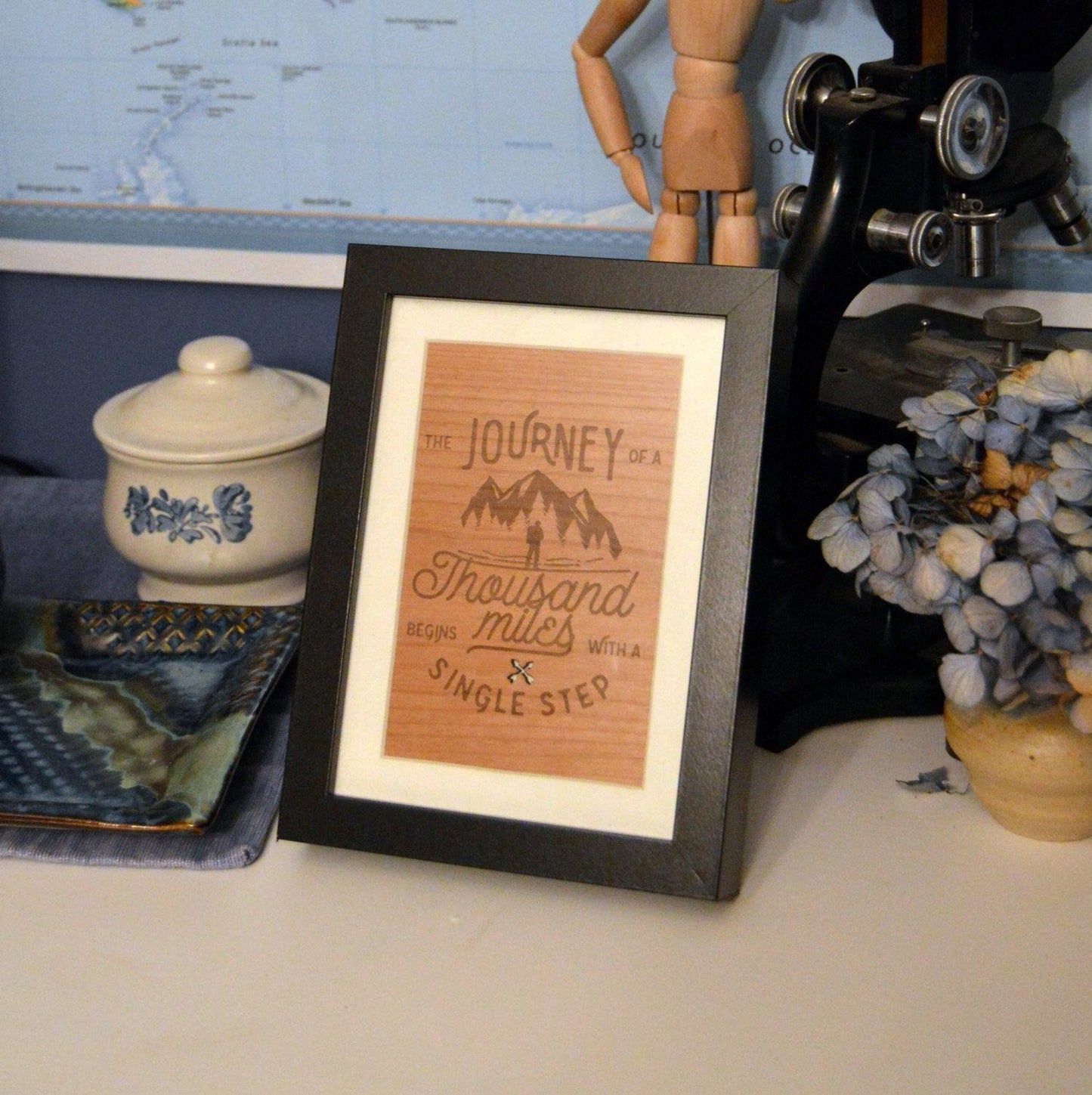 Journey Of A Thousand Miles - Engraved Wood Card - Whidden's Woodshop