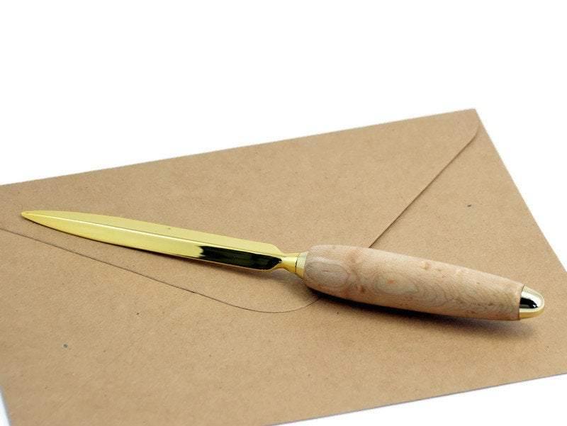 Birdseye Maple and Gold Letter Opener – Whidden's Woodshop