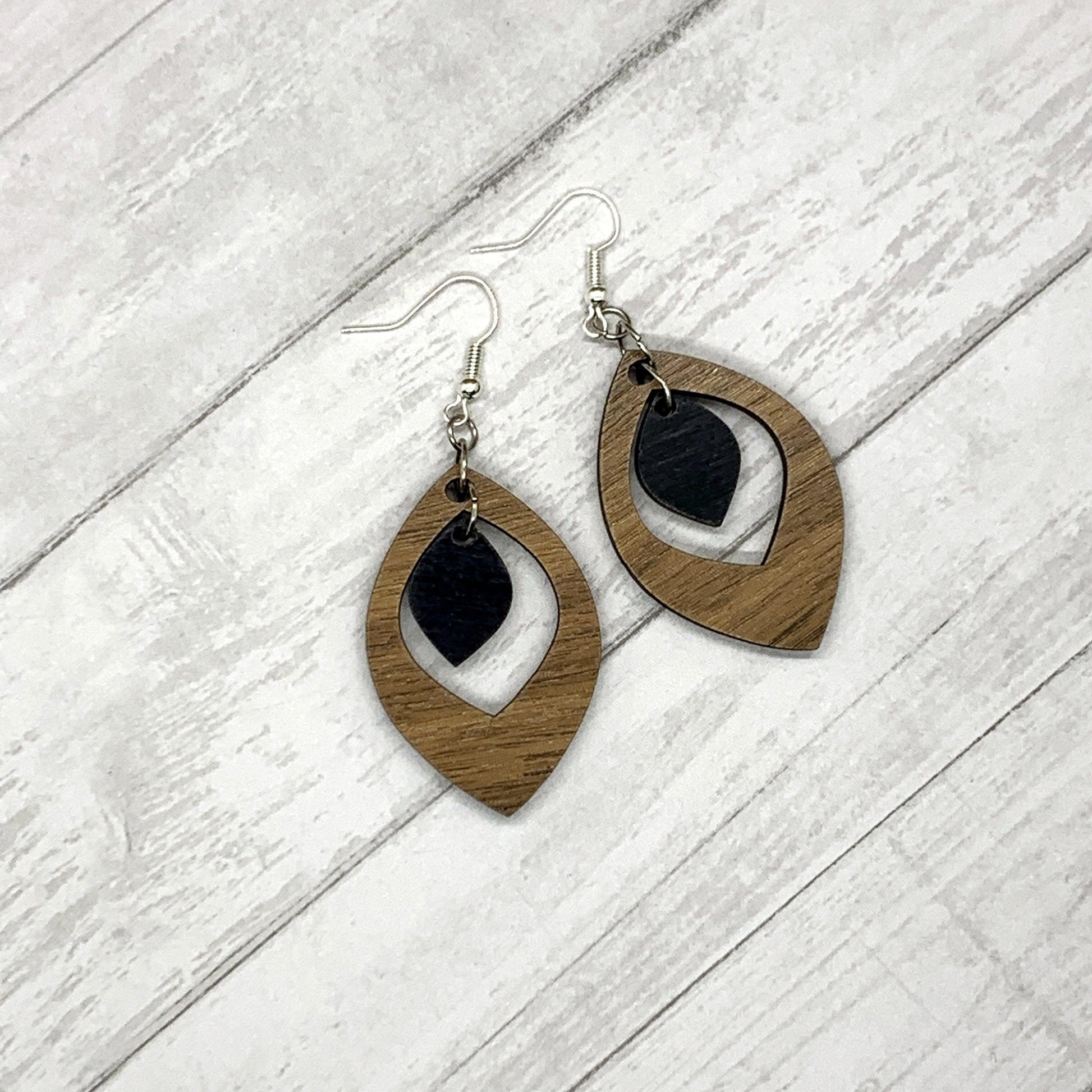 Teardrop Wood Earrings, Wooden Earrings, Wood Jewelry, Handmade Wood Jewelry, Dangle Earrings - Whidden's Woodshop