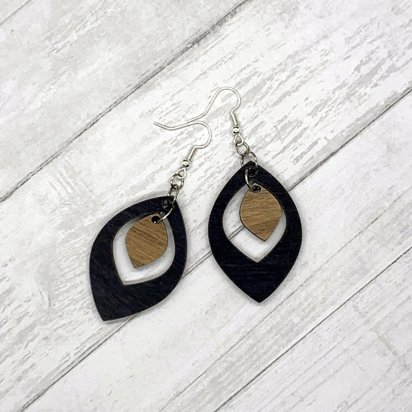 Teardrop Wood Earrings, Wooden Earrings, Wood Jewelry, Handmade Wood Jewelry, Dangle Earrings - Whidden's Woodshop