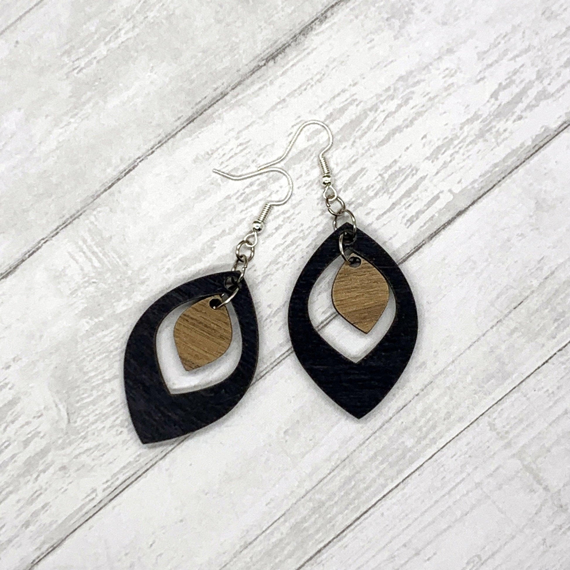 Teardrop Wood Earrings, Wooden Earrings, Wood Jewelry, Handmade Wood Jewelry, Dangle Earrings - Whidden's Woodshop