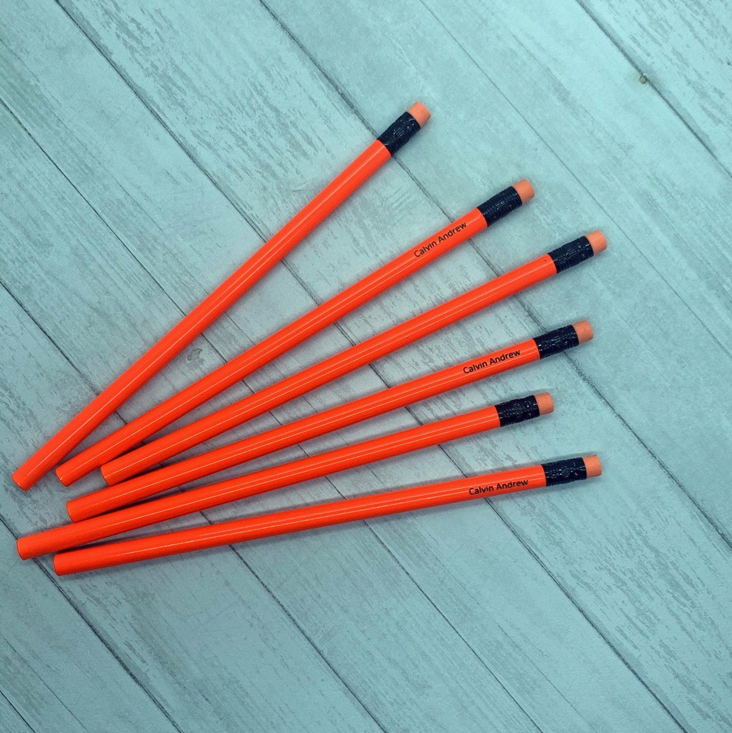Personalized Engraved Neon Orange #2 Pencils