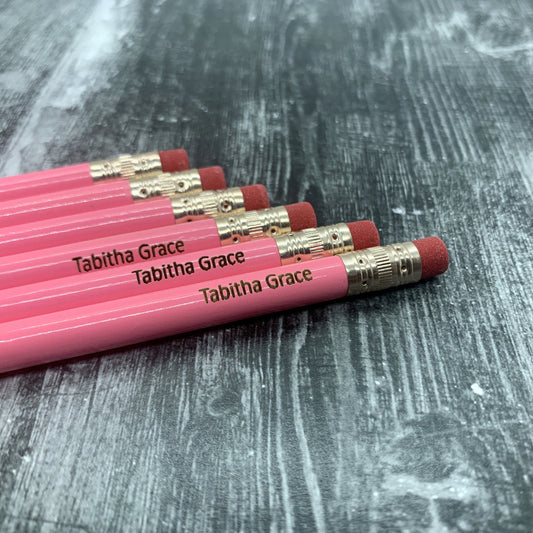 Personalized Engraved Pink #2 Pencils