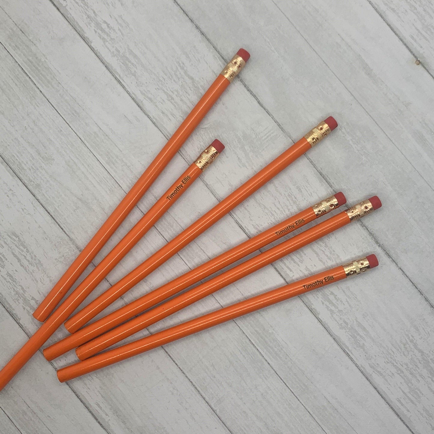 Personalized Engraved Orange #2 Pencils