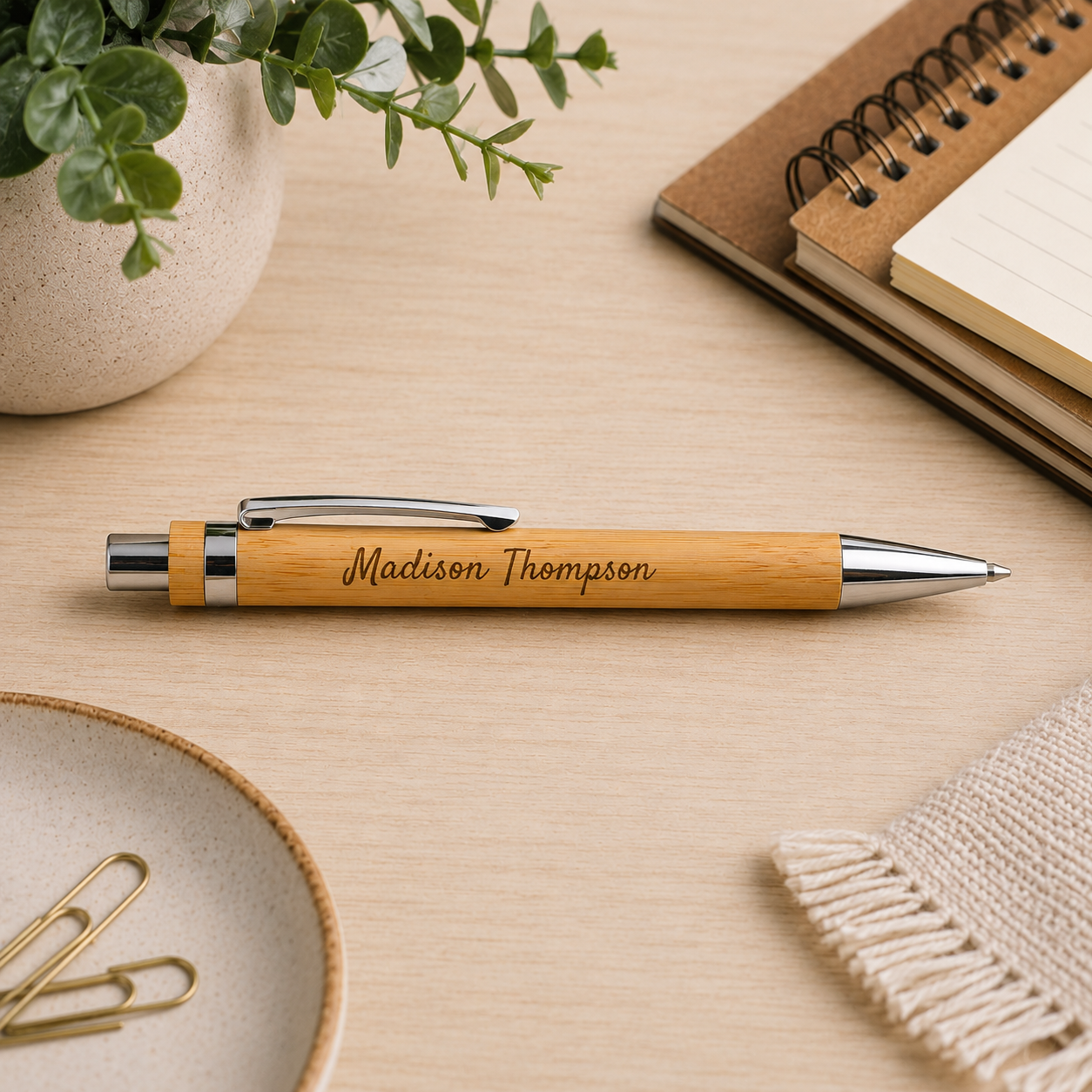 Personalized Bamboo Pen – Custom Engraved Gift for Teachers, Graduates & Professionals