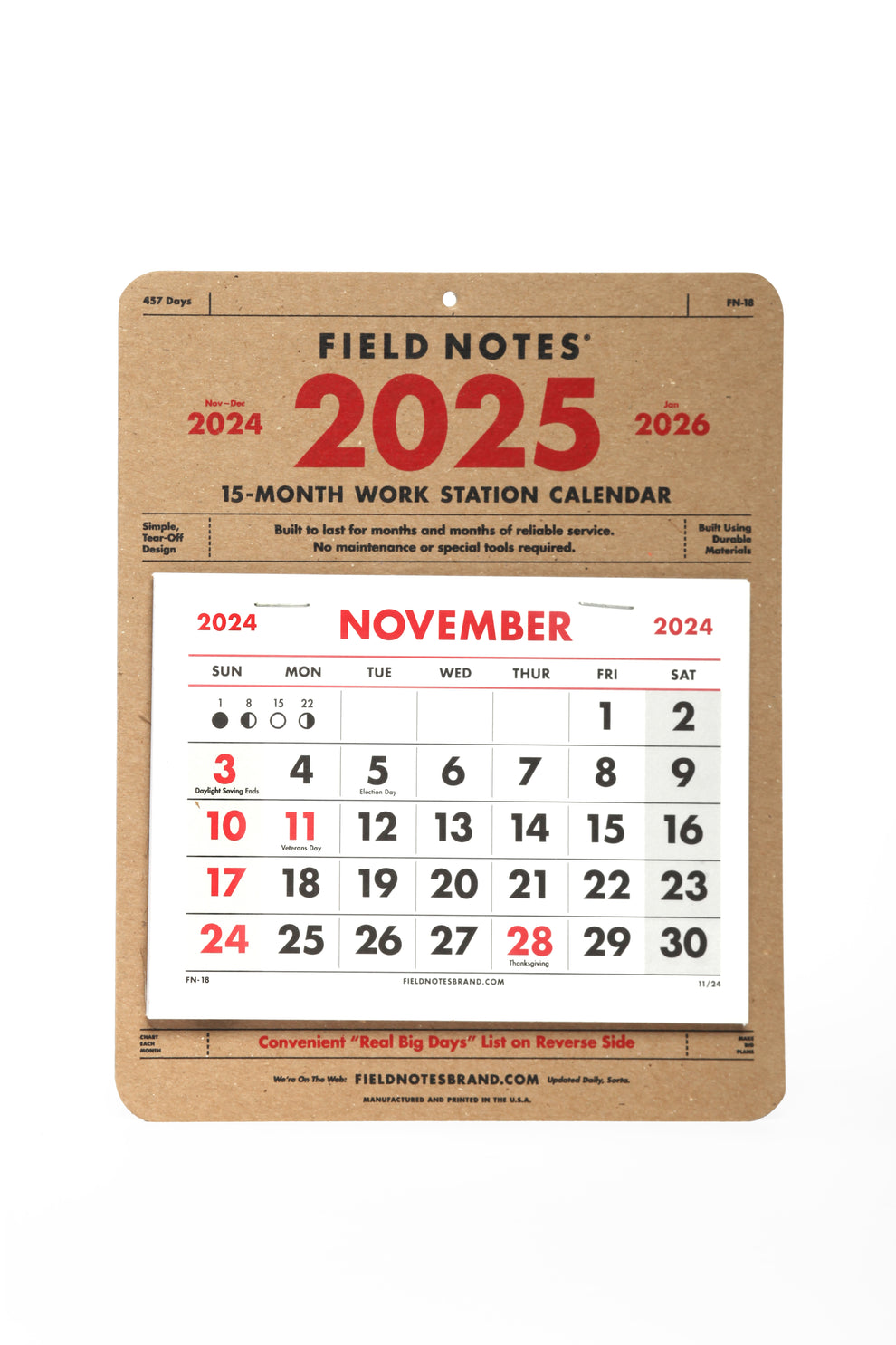 Field Notes: 2025 15 Month Workstation Calendar – Whidden's Woodshop