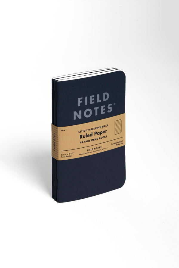 Field Notes: Pitch Black Memo Book - 3 Pack – Whidden's Woodshop