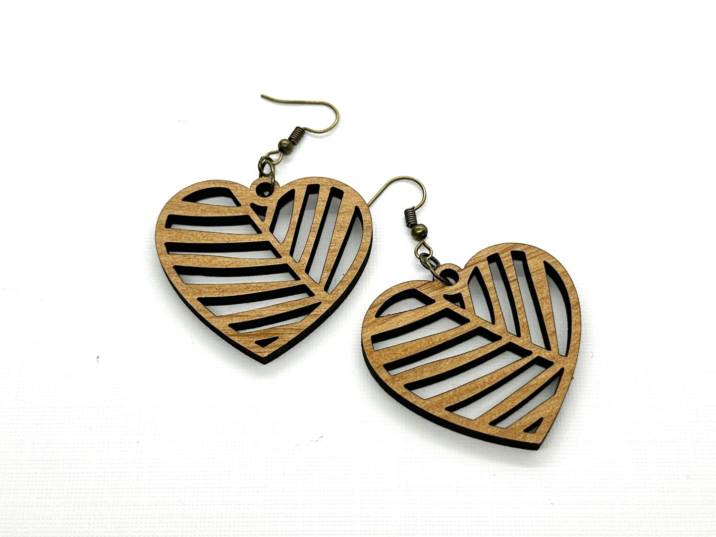Heart Crafted Wood Jewelry: Earrings or Necklace for Valentine's & Anniversaries