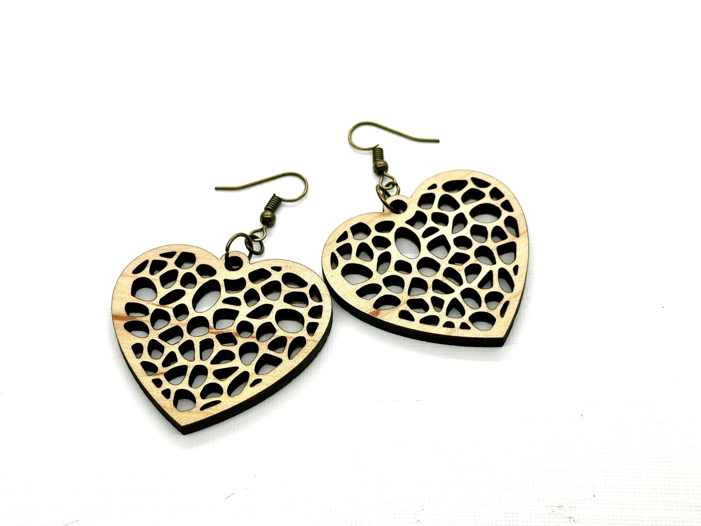 Wood Heart Jewelry: Earrings or Necklace - Perfect for Valentine's & Anniversaries