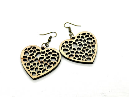 Wood Heart Jewelry: Earrings or Necklace - Perfect for Valentine's & Anniversaries