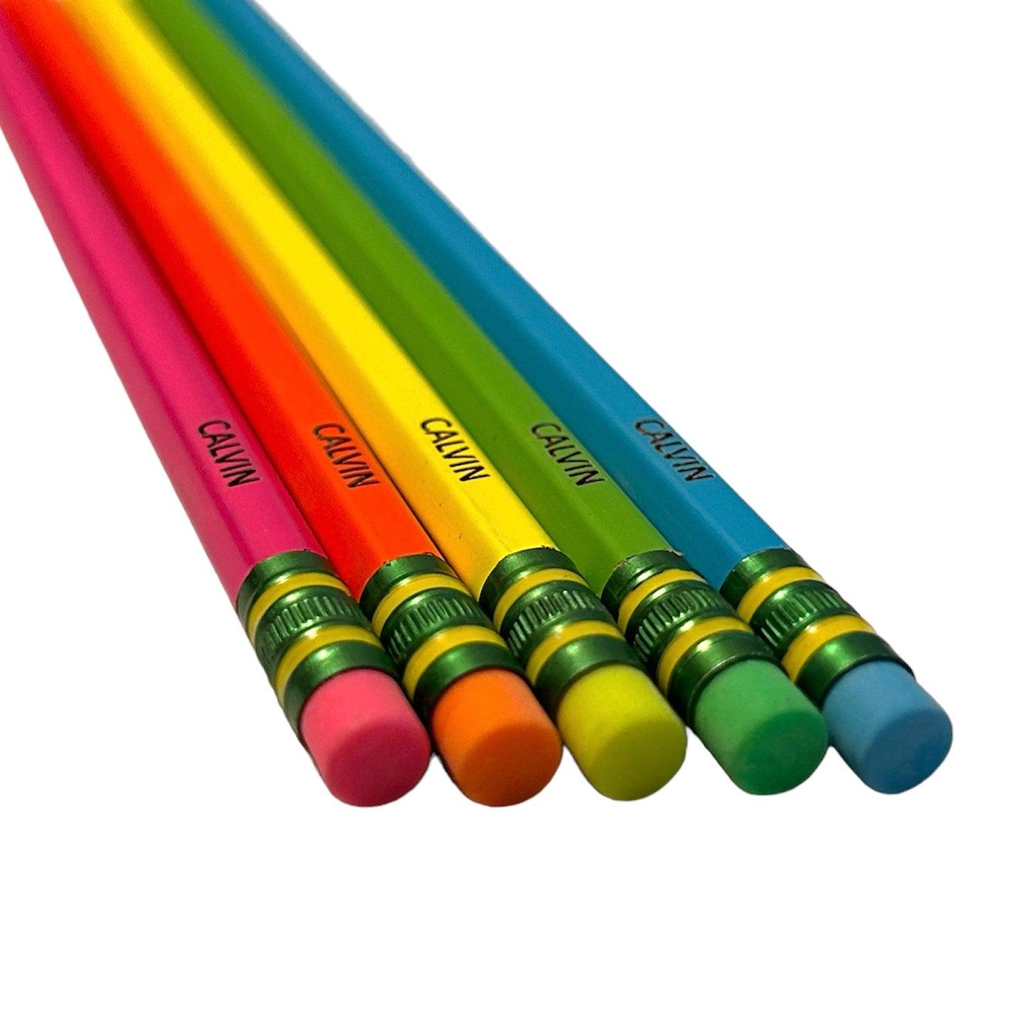 Custom Engraved Neon Ticonderoga Pencils - 5 or 10 Pack | Back to School Student Gift