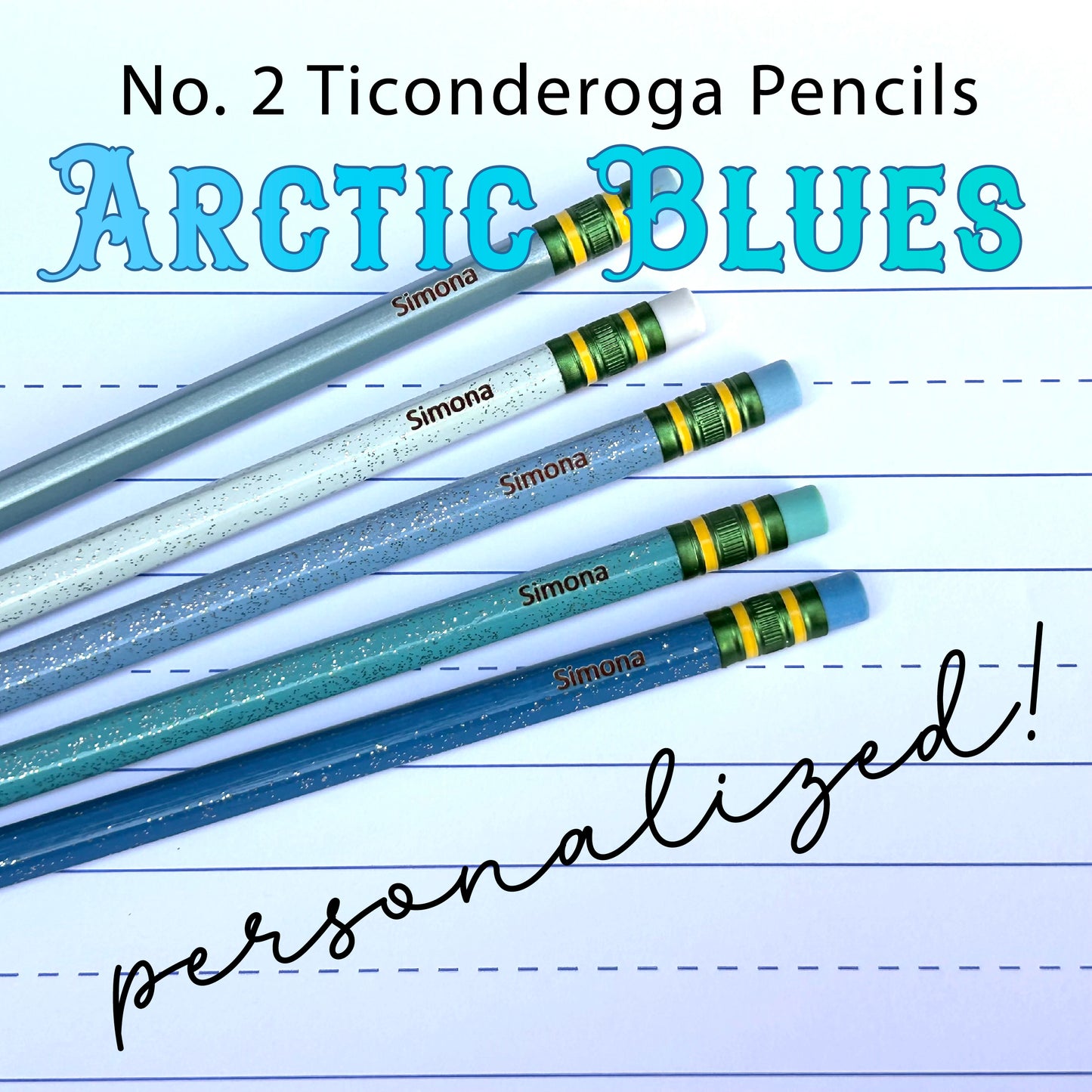 Custom Engraved Arctic Blues Ticonderoga #2 Pencils