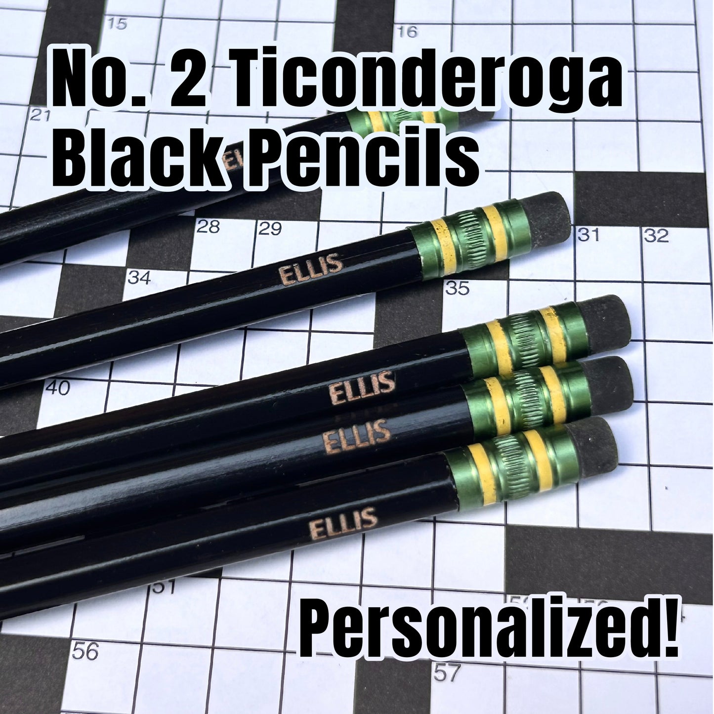 Custom Engraved Black Ticonderoga #2 Pencils