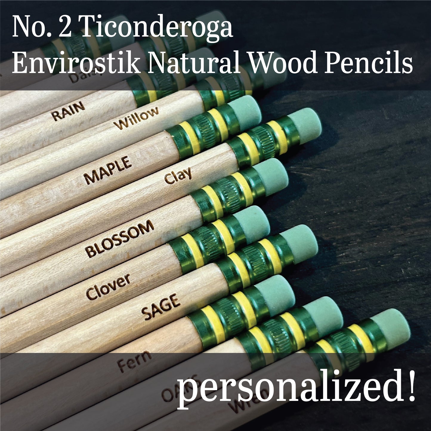 Custom Engraved Ticonderoga Envirostik Pencils - 12 Pack | Back to School Student Gift