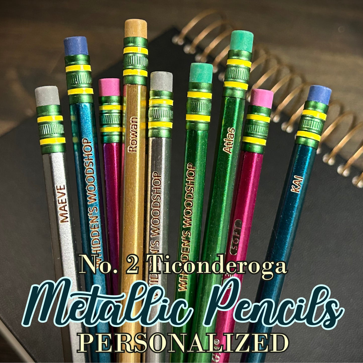Custom Engraved Metallic Ticonderoga #2 Pencils