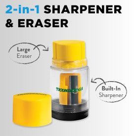 Ticonderoga® DUO Sharpener and Eraser Combination 2 in 1, Green and Yellow, 1 Ct