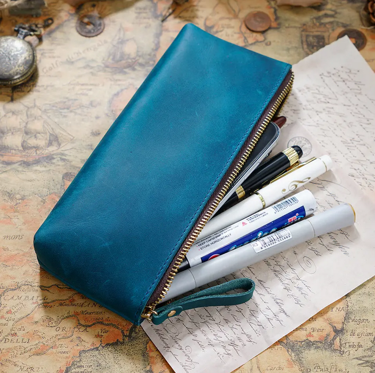 Genuine Leather Pencil Case - Handmade Leather Pencil Pouch