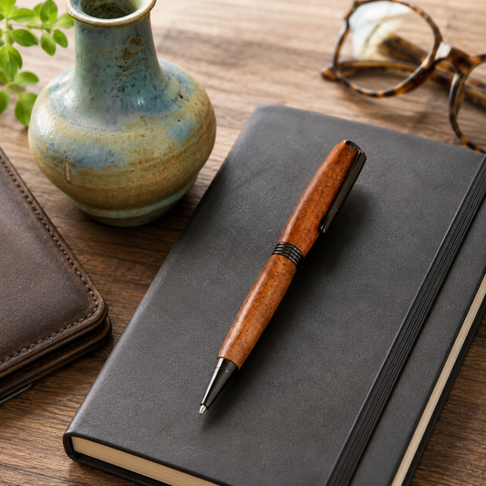 Handcrafted Walnut Wood Ballpoint Pen with Gunmetal Hardware | 5th Anniversary Gift
