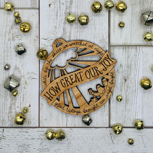 How Great Our Joy Christmas Carol Quote Ornament