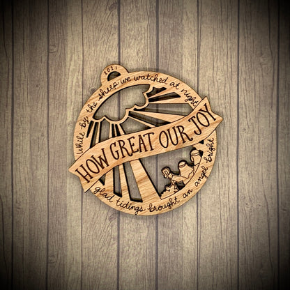 How Great Our Joy Christmas Carol Quote Ornament