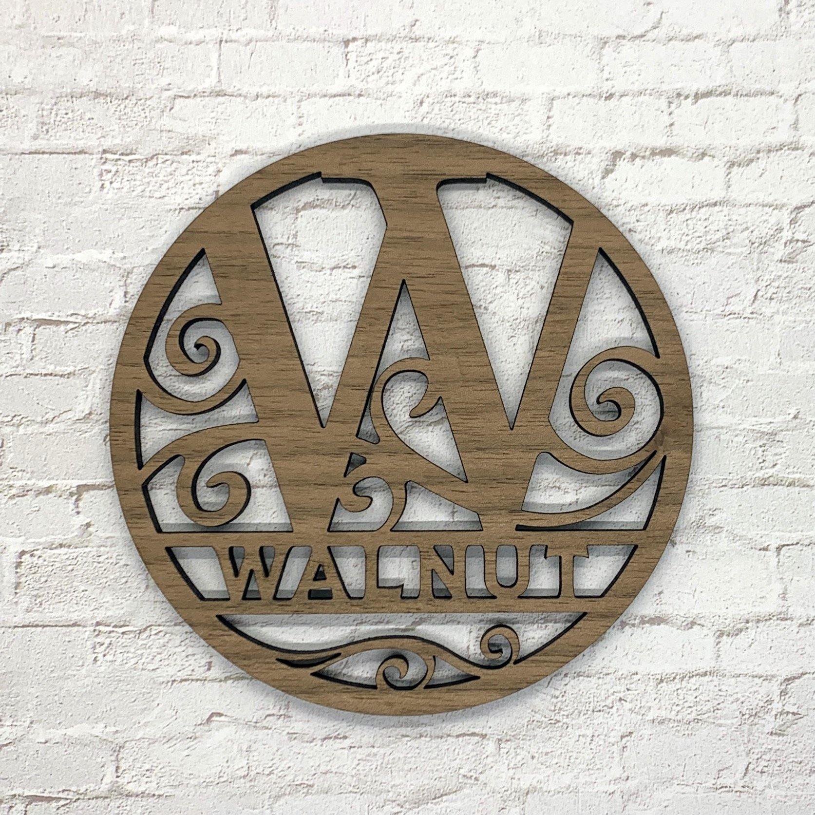 10 inch Custom Round Wood Monogram - Whidden's Woodshop
