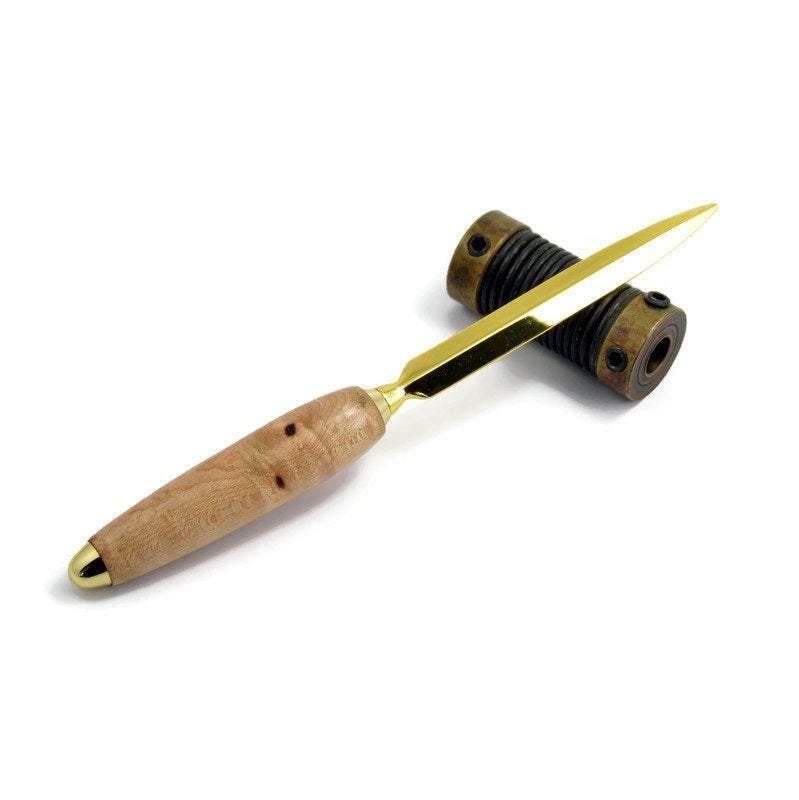 Birdseye Maple and Gold Letter Opener - Whidden's Woodshop