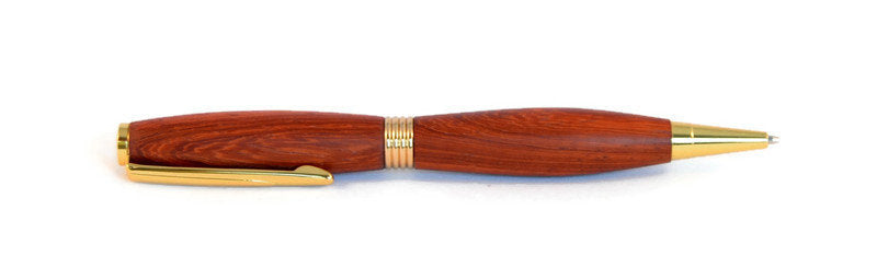 Padauk Pen With 24kt Gold Fittings - Handcrafted Wood Ink Pen By Whiddenswoodshop - Wood Ballpoint Pen - Whidden's Woodshop