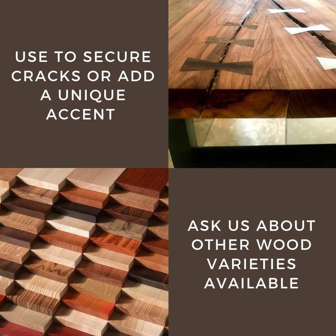3/4 inch Black Walnut Inlay - Wood Bow Tie Accents - Whidden's Woodshop