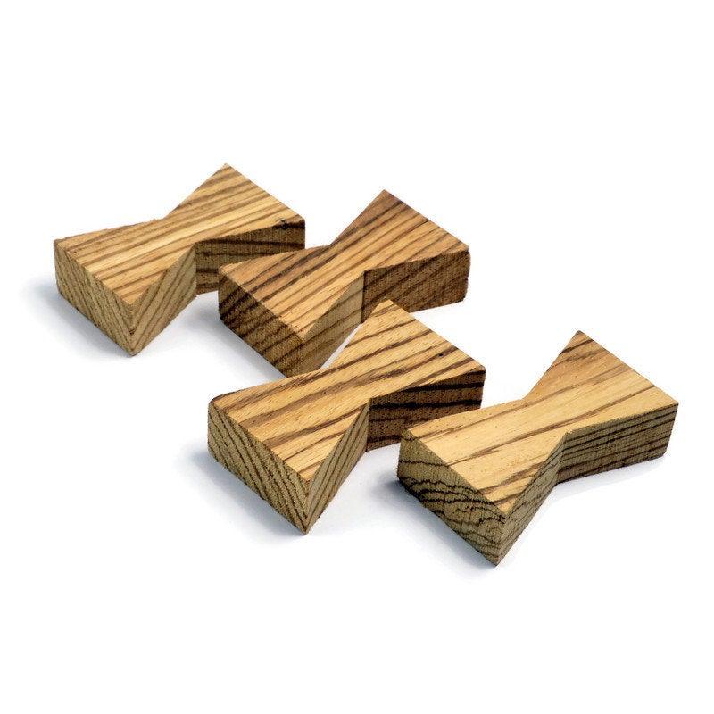 Zebrawood Inlay | Wood Bow Tie Accents | Board Stitcher | Wood Bow Tie | Wood Inlay | Set of 2 or 4 - Whidden's Woodshop