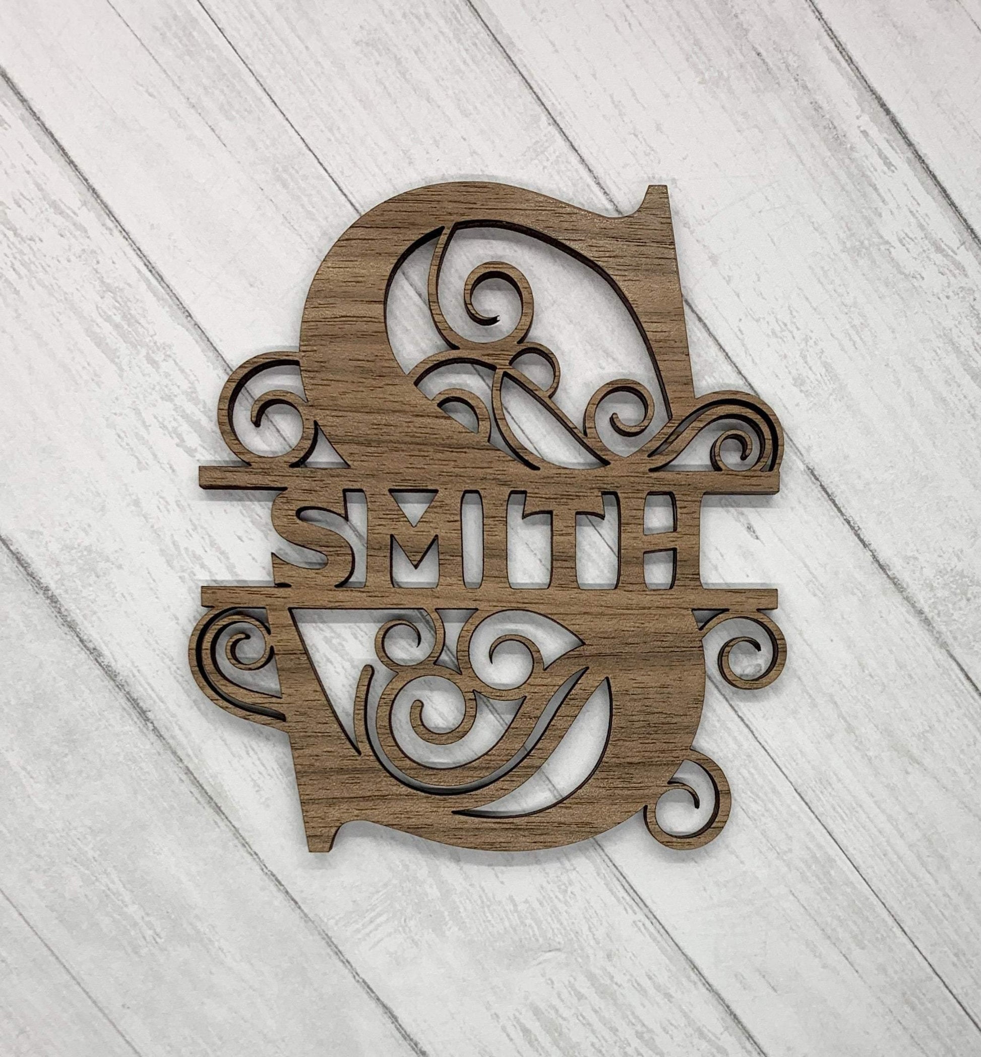 5 inch Custom Wood Split Monogram - Whidden's Woodshop