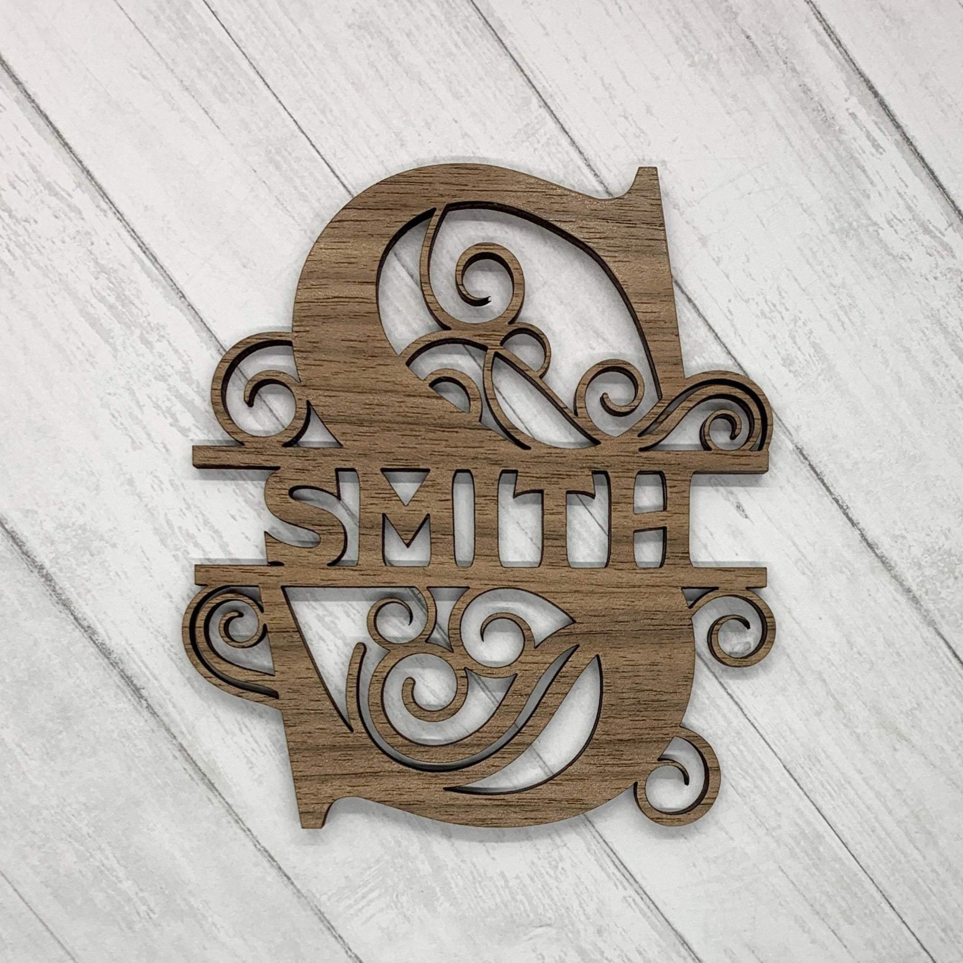 10 inch Custom Wood Split Monogram - Whidden's Woodshop