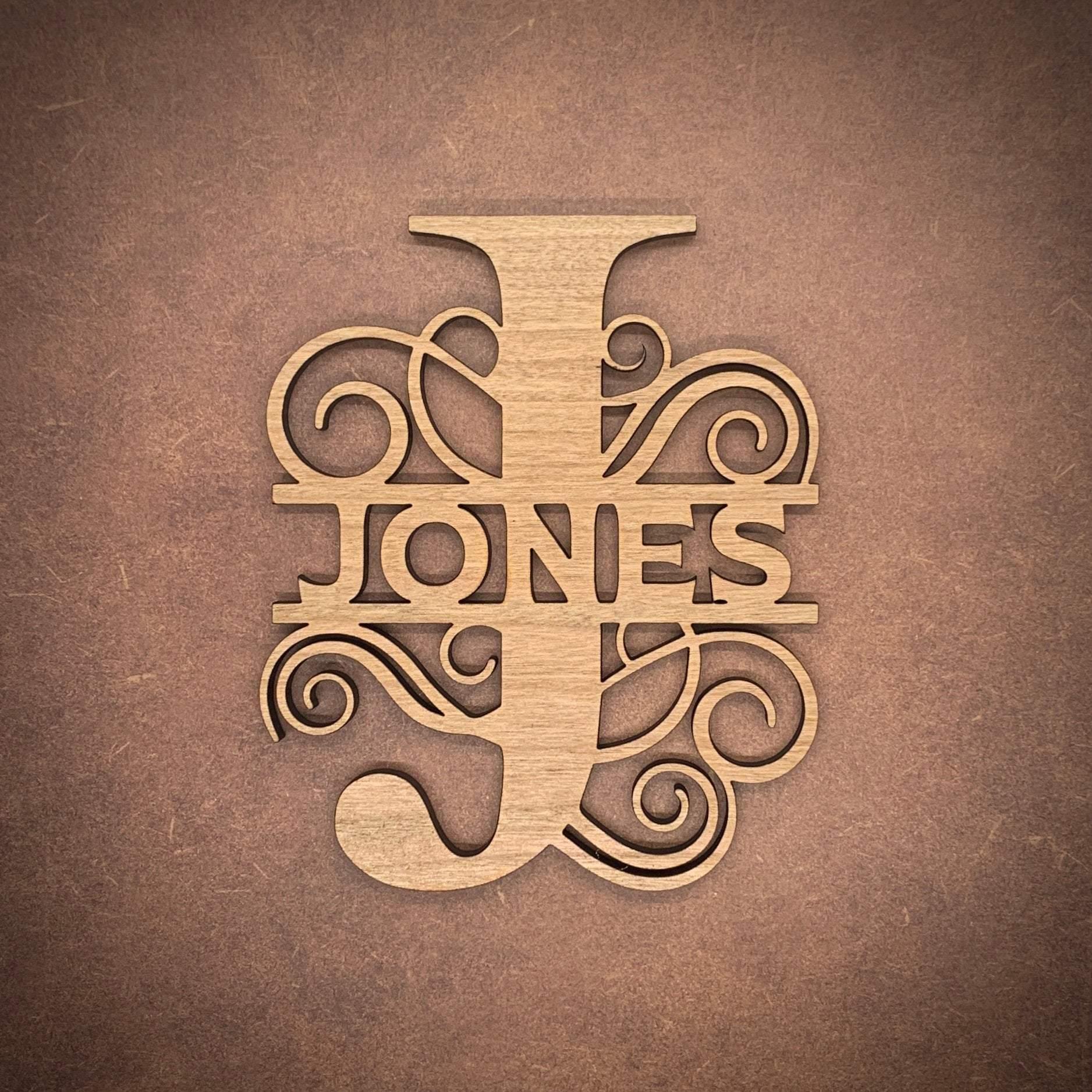 5 inch Custom Wood Split Monogram - Whidden's Woodshop