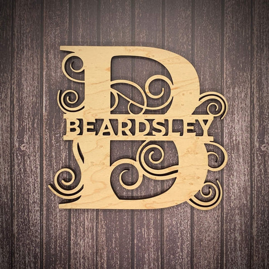 10 inch Custom Wood Split Monogram - Whidden's Woodshop