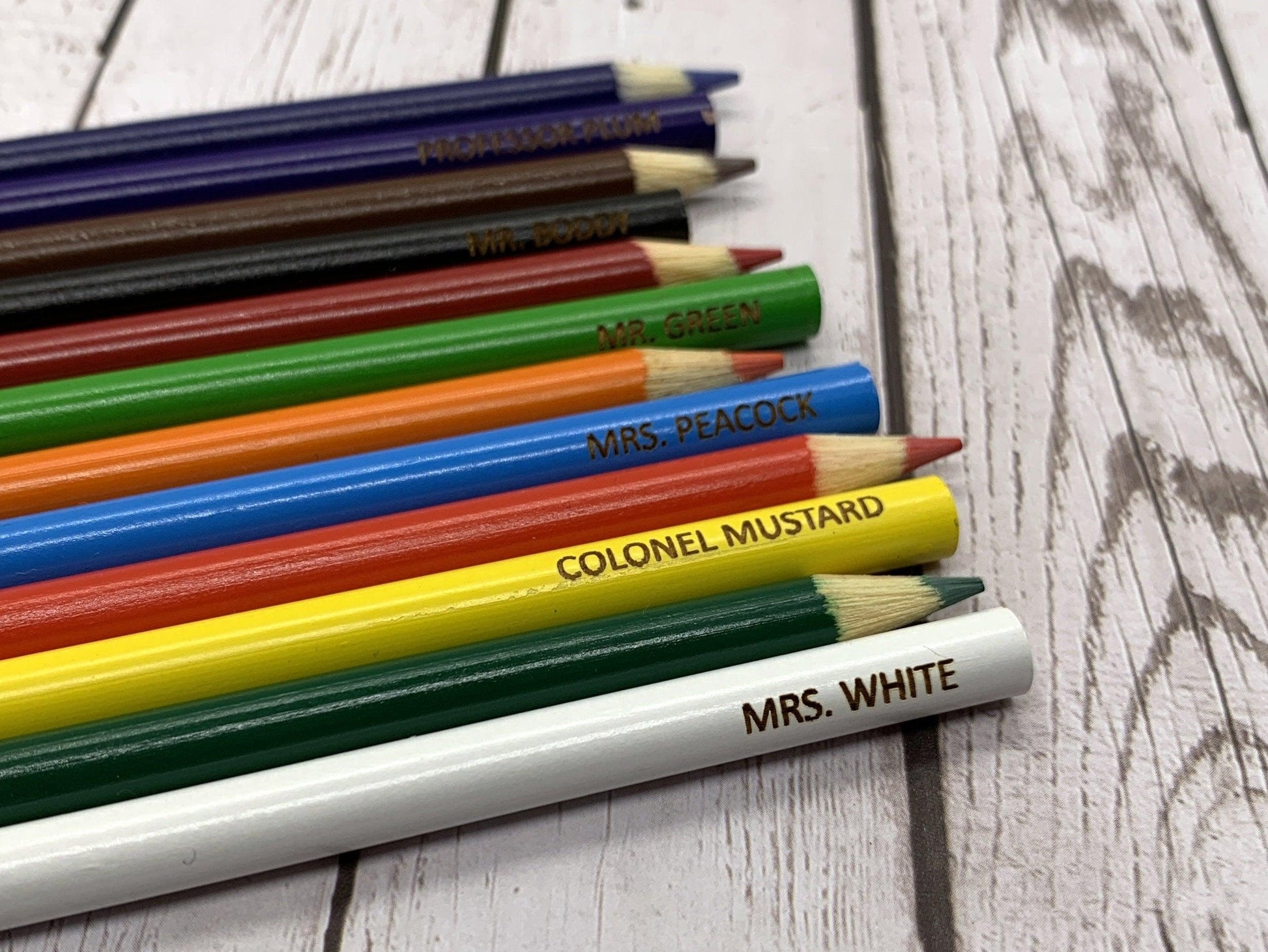 Personalised Children's Pencil Set Wooden Coloured Pencils Engraved Message