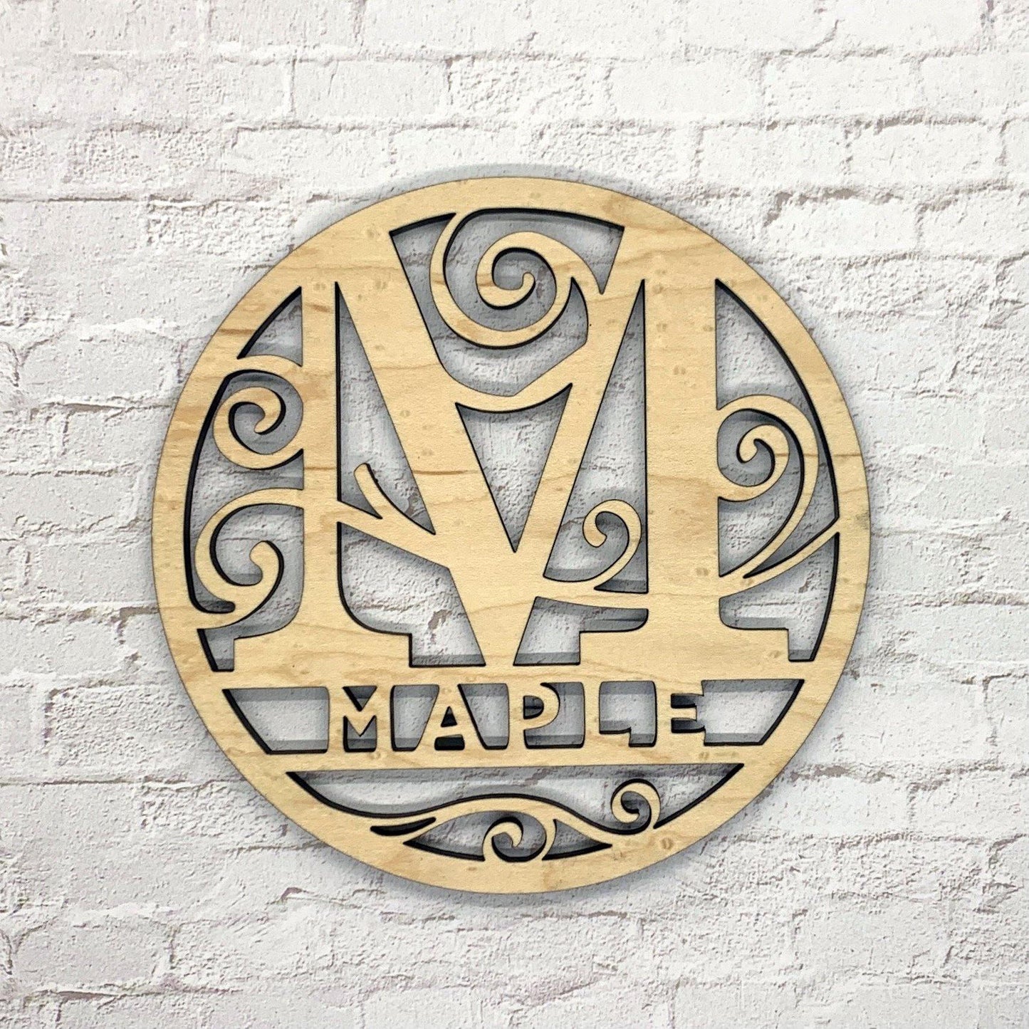 10 inch Custom Round Wood Monogram - Whidden's Woodshop