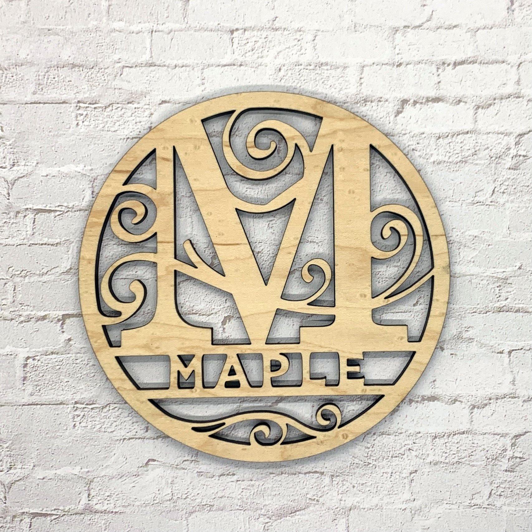 10 inch Custom Round Wood Monogram - Whidden's Woodshop