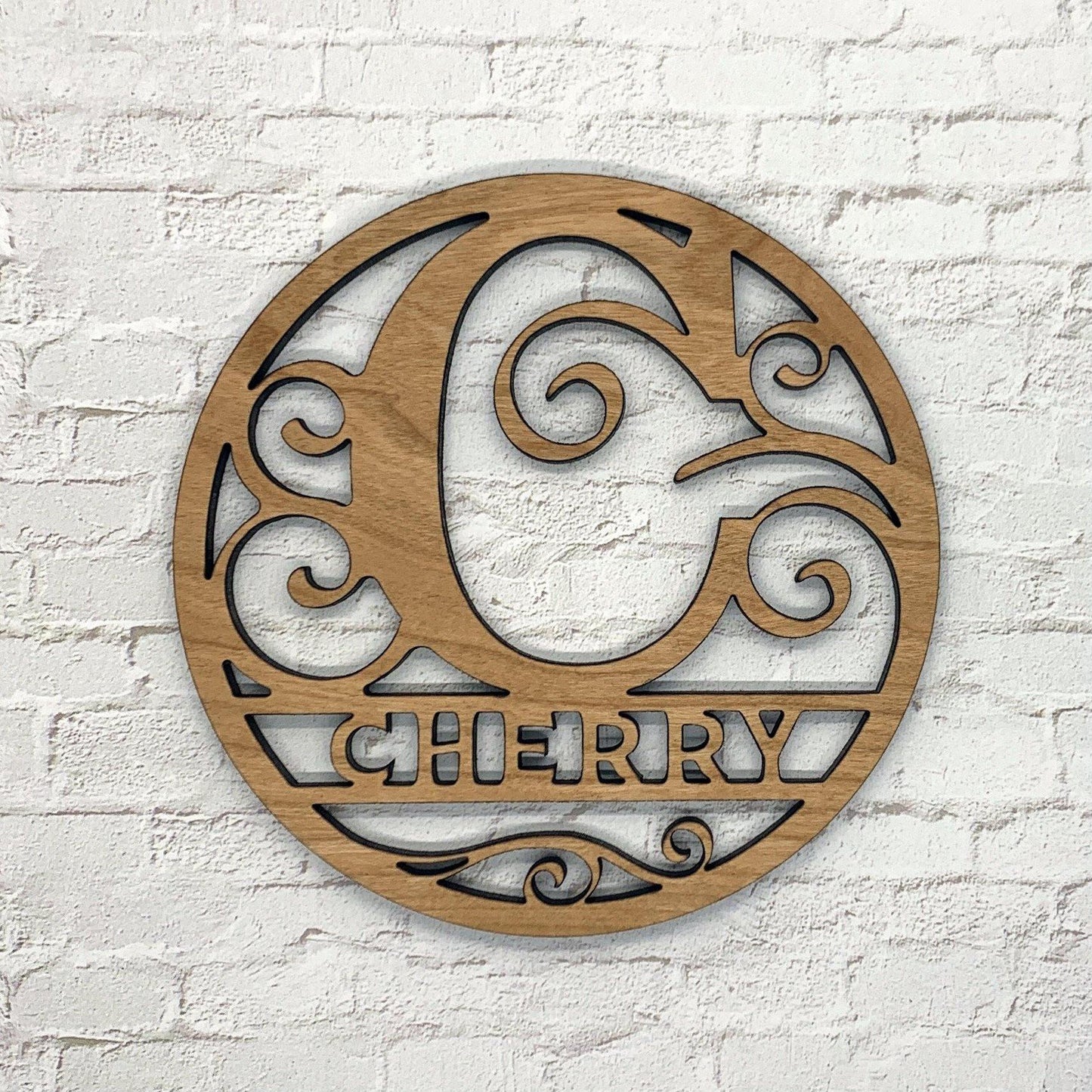 10 inch Custom Round Wood Monogram - Whidden's Woodshop