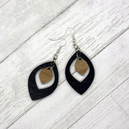 Teardrop Wood Earrings, Wooden Earrings, Wood Jewelry, Handmade Wood Jewelry, Dangle Earrings - Whidden's Woodshop