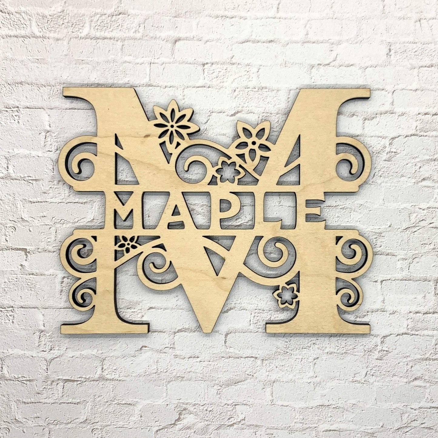 10 Inch Custom Floral Wood Monogram - Whidden's Woodshop