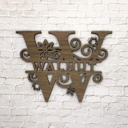 10 Inch Custom Floral Wood Monogram - Whidden's Woodshop