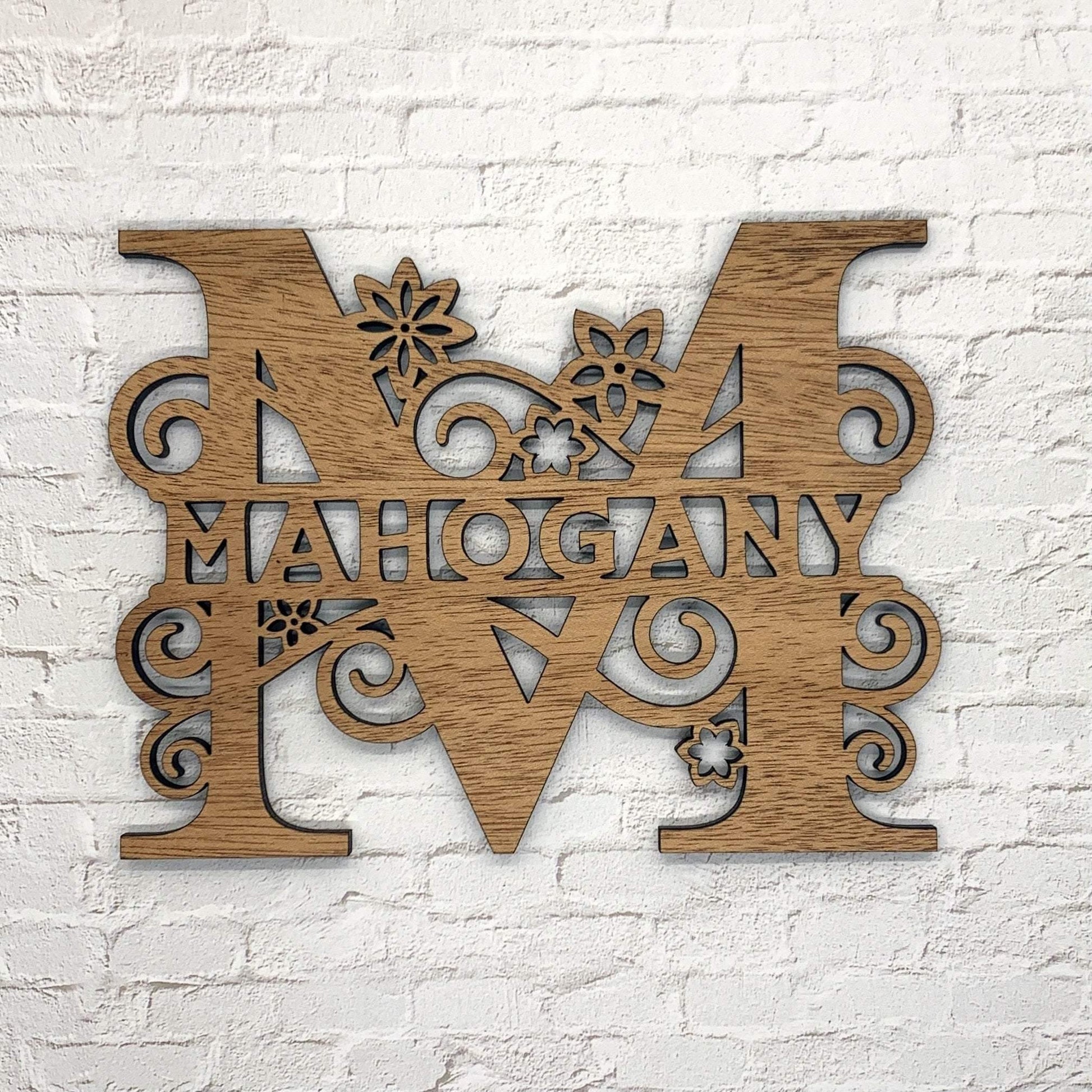 10 Inch Custom Floral Wood Monogram - Whidden's Woodshop