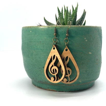 Musical Wood Earrings, Teardrop Earrings, Wood Jewelry, Handmade Wood Jewelry, Dangle Earrings - Whidden's Woodshop