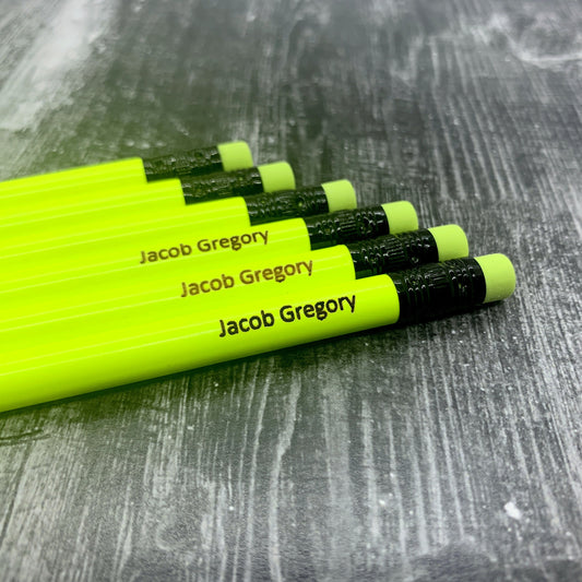 Personalized Engraved Neon Yellow #2 Pencils