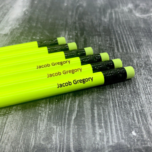 Personalized Engraved Neon Yellow #2 Pencils