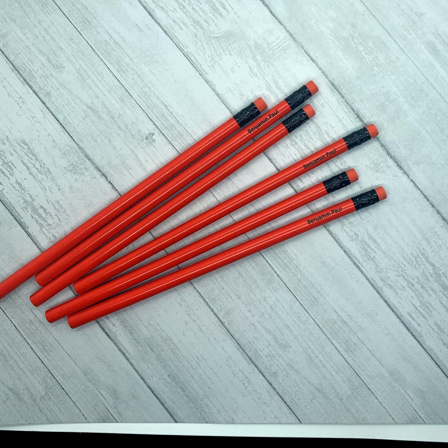 Personalized Engraved Neon Red #2 Pencils