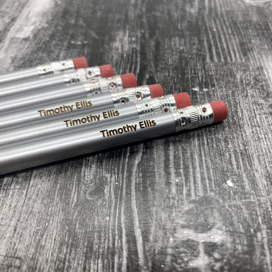 Personalized Engraved Silver #2 Pencils